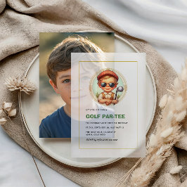 Vintag Golf Par-T-Shirt 1. Geburtstag Junge Pergament Einladungen