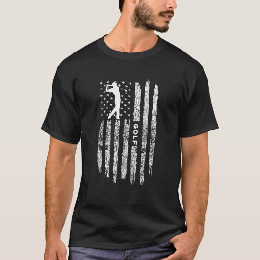 Vintag Golfer Kostüm Amerikanischer Flaggenschlauc T-Shirt (Vorderseite)