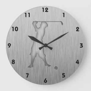 Vintag Golfer; Metallaussehen Große Wanduhr