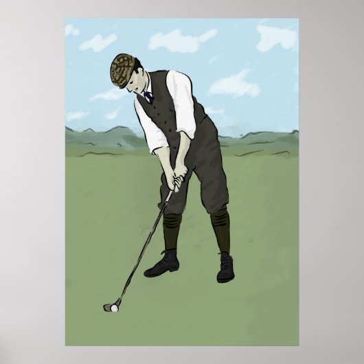 Vintag Golfer V1 Art Poster (Vorne)