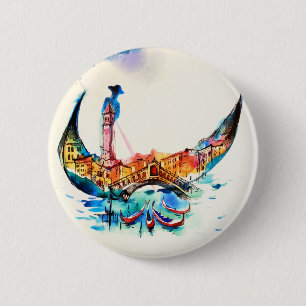 Vintag Gondola Venedig Liebe Reisen Button