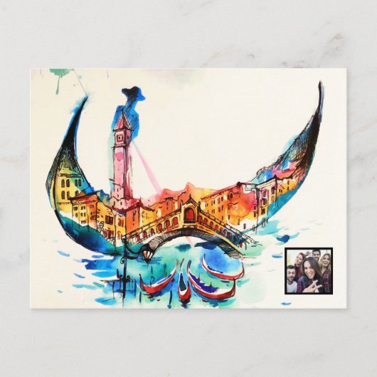 Vintag Gondola Venedig Liebe Reisen Feiertagspostkarte (Vorderseite)