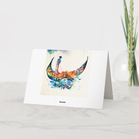 Vintag Gondola Venedig Liebe Reisen Karte (Rückseite)