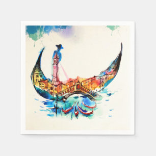 Vintag Gondola Venedig Liebe Reisen Serviette
