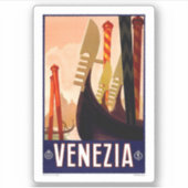 Vintag Gondola Venezia Italien Reisen Aufkleber (Vorderseite)