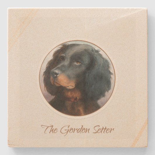 Vintag Gordon Setter Steinuntersetzer (Vorderseite)