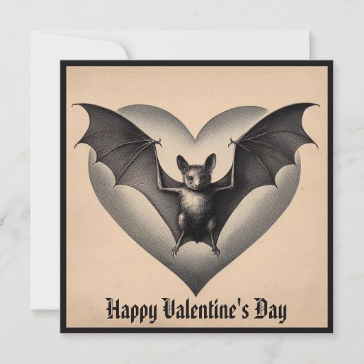 Vintag Goth Bat Valentine Gothic Retro Karte (Vorderseite)