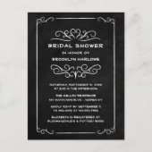 Vintag Goth Black Chalkboard Brautparty Einladungspostkarte (Vorderseite)