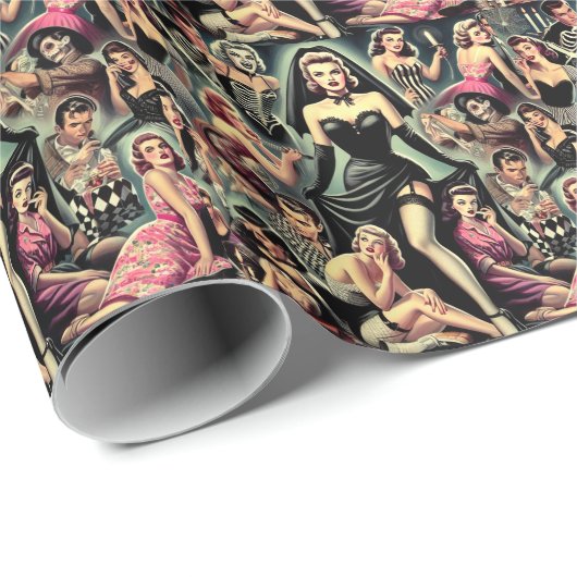 Vintag Goth Button-Ups Geschenkpapier (Rolleneckpunkt)