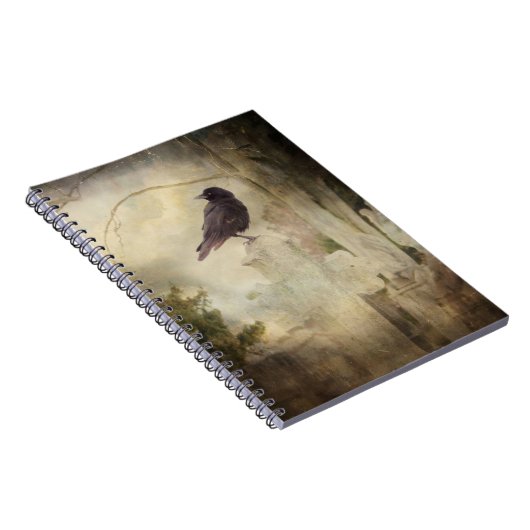 Vintag Goth Crow Notizblock (Rechte Seite)