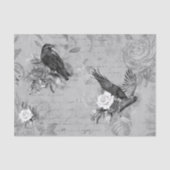Vintag Goth Decoupage Crow Raven monochromatisch Seidenpapier (Vorderseite)