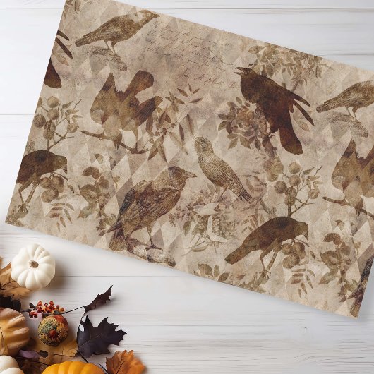Vintag Goth Decoupage Crow Raven Seidenpapier