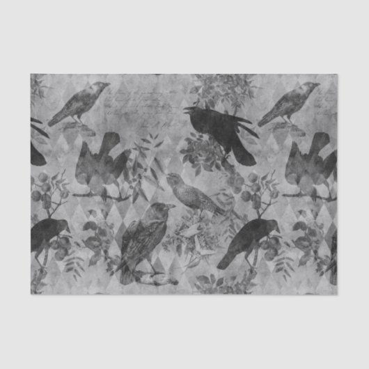 Vintag Goth Decoupage Crow Raven Seidenpapier (Vorderseite)