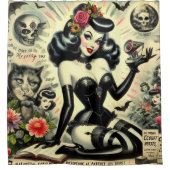 Vintag Goth Girl Illustration Duschvorhang (Vorderseite)