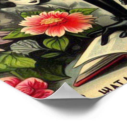 Vintag Goth Girl Illustration Poster (Ecke)