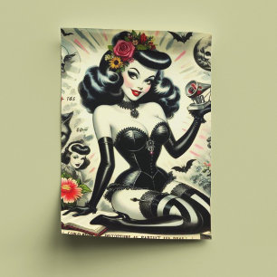 Vintag Goth Girl Illustration Seidenpapier