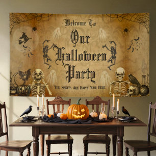 Vintag Goth Halloween Spooky Custom Party Banner