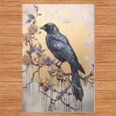 Vintag Goth Raven Gold Rose Aquarell Seidenpapier