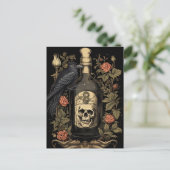 Vintag Goth Skeleton Skull Raven Poison Halloween Postkarte (Stehend Vorderseite)