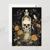 Vintag Goth Skeleton Skull Raven Poison Halloween Postkarte (Vorne/Hinten)