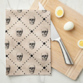 Vintag Goth Skulls Grid Geschirrtuch (Viertel Falte)