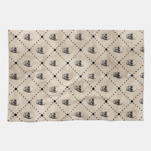 Vintag Goth Skulls Grid Geschirrtuch (Horizontal)