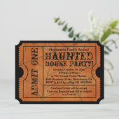 Vintag Goth Ticket Spuk House Halloween-Party Einladung (Stehend Vorderseite)