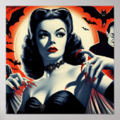 Vintag Goth Vampire Woman Poster (Vorne)