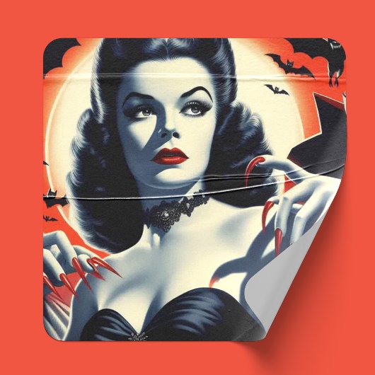 Vintag Goth Vampire Woman Quadratischer Aufkleber