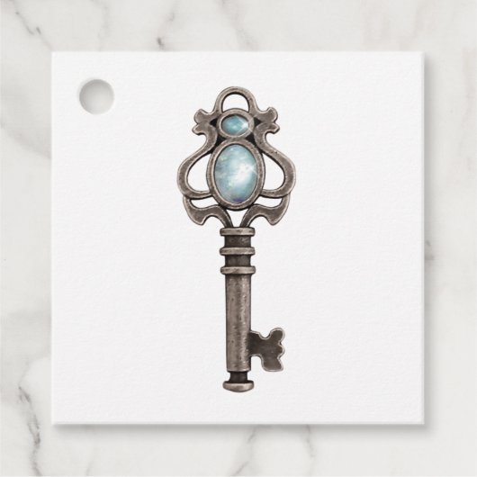 Vintag-Gothic-Blue-Gemstone-Schlüssel Geschenkanhänger (Vorderseite)