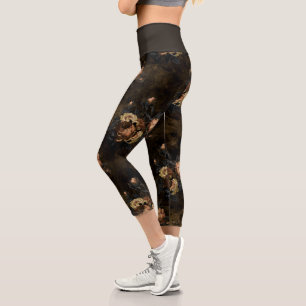 Vintag Gothic Floral Capri Leggings