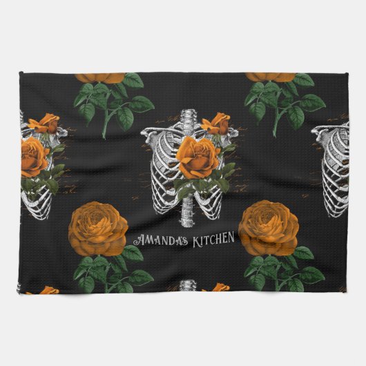 Vintag Gothic Floral Personalisiert Geschirrtuch (Horizontal)
