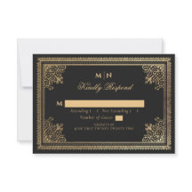Vintag Gothic Gold Viktorianisch Wedding RSVP