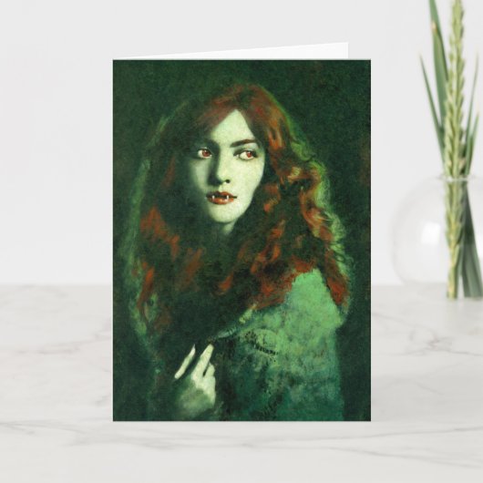 Vintag Gothic Lady Vampire Grußkarte Karte (Vorderseite)