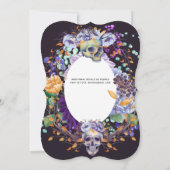 Vintag Gothic Lila Oranage Quinceanera Skulls Einladung (Rückseite)