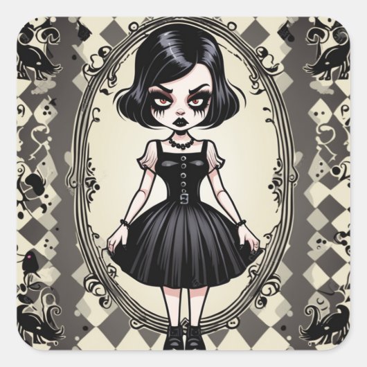 Vintag-Gothic Little Black Dress Sticker (Vorderseite)