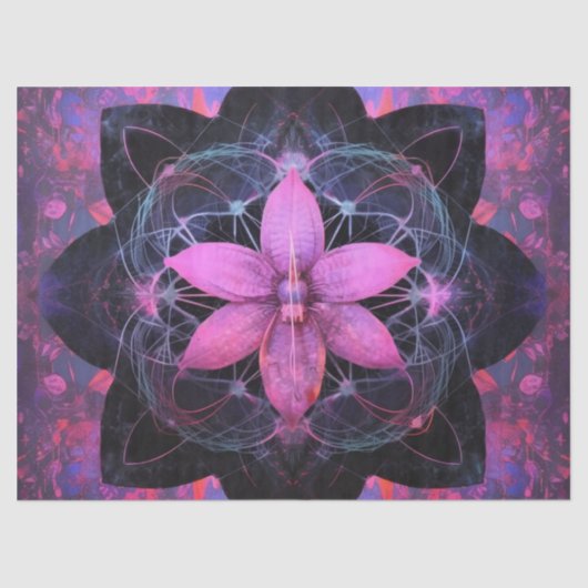 Vintag Gothic Neon Pink Blume Decoupage Seidenpapier (Vorderseite)