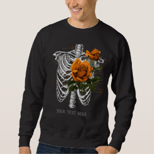 Vintag Gothic Orange Rose Skelett Personalisiert Sweatshirt