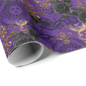 Vintag-Gothic Phoenix und Rose Lila Muster Geschenkpapier (Rolleneckpunkt)