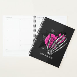Vintag Gothic Pink Rose Skelett Personalisiert Planer