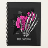 Vintag Gothic Pink Rose Skelett Personalisiert Planer (Vorderseite)