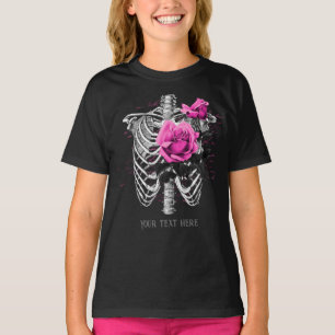 Vintag Gothic Pink Rose Skelett Personalisiert T-Shirt
