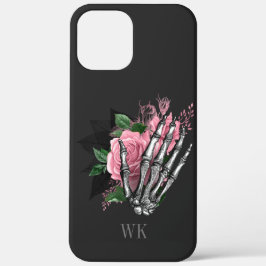 Vintag Gothic Pink Roses Skelett Monogramm Case-Mate iPhone Hülle