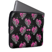 Vintag Gothic Pink Roses Skelett Monogramm Laptopschutzhülle (Vorne Rechts)