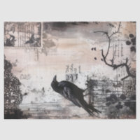 Vintag Gothic Raven Decoupage