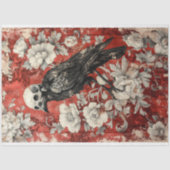 Vintag Gothic Red Floral Raven Decoupage Seidenpapier (Vorderseite)