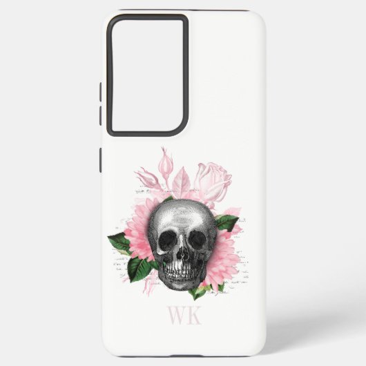 Vintag-Gothic-Rose-Skull-Monogramm Samsung Galaxy Hülle (Rückseite)
