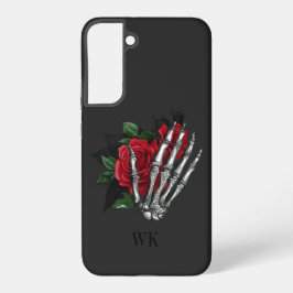 Vintag-Gothic-Rote Rosen Skeletton-Monogramm Samsung Galaxy Hülle