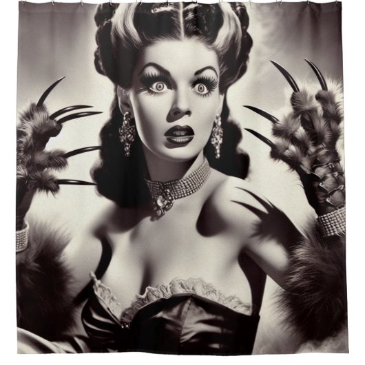 Vintag Gothic Vampire Woman Duschvorhang (Vorderseite)