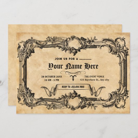 Vintag gotisch einladung (Vorne/Hinten)